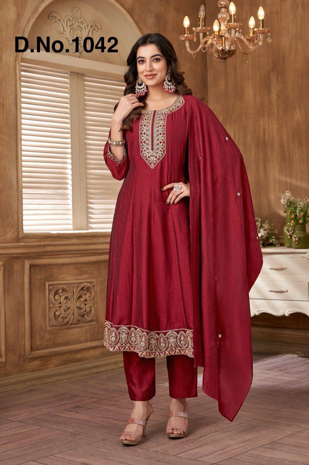 Anarkali Style By Fashid Designer Ethnic Wear Collection Vichitra Silk Kurtis At Wholesale Price